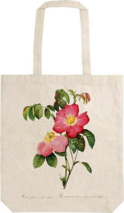 Çantë shpine Skona Ting Cotton Bag Rose 3 STBAG 17, pambuk ekologjik, me motiv trëndafili, rozë