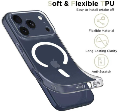 Mbështjellës telefoni Tech Protect FlexAir MagSafe për iPhone 17 Pro Max, TPU, me MagSafe, transparent