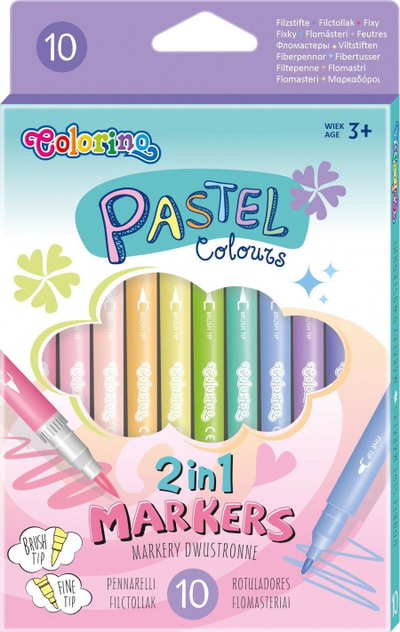 Markera Colorino Pastel 2in1, 10 ngjyra, dyanshëm, shumëngjyrësh