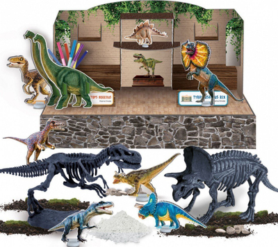 Set edukativ Lisciani Im a Genius Paleontology Laboratory, muze 3D, skelete dinosaurusësh, shumëngjyrësh