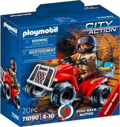 Lodër Playmobil Fire Rescue Quad 71090, City Action, 20 pjesë, e kuqe