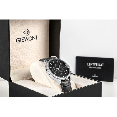 Ora për meshkuj Giewont Chronograph GW6310-A2, xham safir, kronograf, e zezë argjendi