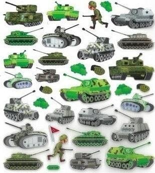 Ngjitëse letre Dalprint Tanks, 33 copë, fletë 15 x 17 cm, shumëngjyrëshe
