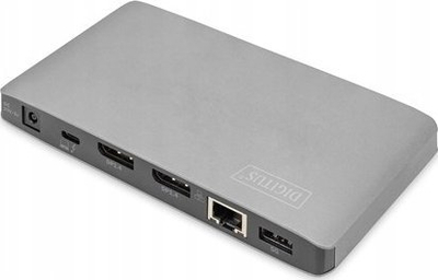 Stacion dokimi USB C Digitus DA-70895, 2x 4K ose 8K, Gigabit LAN, gri e zezë