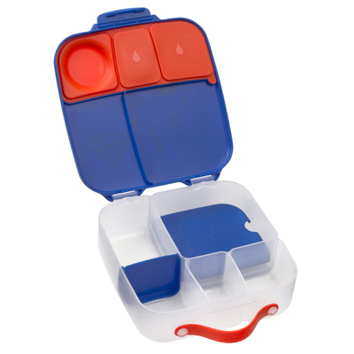 Kuti ushqimi b.box Snack Box Superman, me ndarje, mbyllje e sigurt, blu