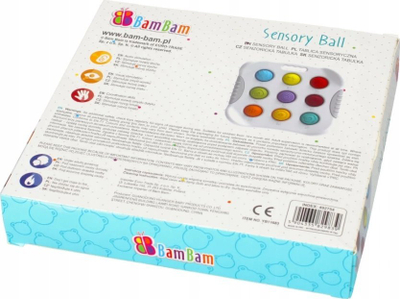 Lojë sensorike Bam Bam Sensory Board WB 0/32, 9 flluska silikoni, për fëmijë 10m+