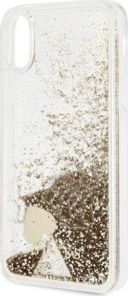 Mbështjellës telefoni Guess Glitter, për iPhone X XS, plastikë, ngjyrë ari