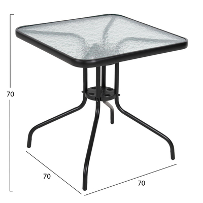 Tavolinë katrore jashtme Figo 70x70x70Hcm (HM5036.03), zezë