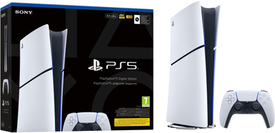 Sony PlayStation 5 Slim Digital Edition конзола за игри, 825GB SSD, 4K HDR, бела и црна