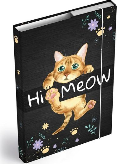 Kuti fletoreje MFP Cats, format A4, karton i lamun, me mace, e zezë