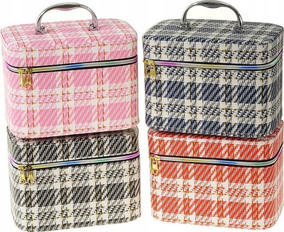 Kuti kozmake ADAR Cosmetic Case S, 23 x 17 x 15 cm, e kuqe me të bardhë