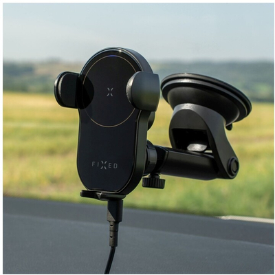 Mbajtës automatik me karikim wireless FIXED Matic XL, 15W, i zi