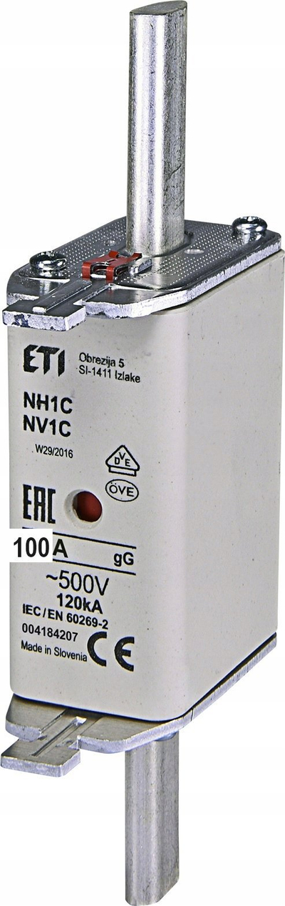 Siguresë NH1C ETI NV1C, 100A, 400V, e bardhë