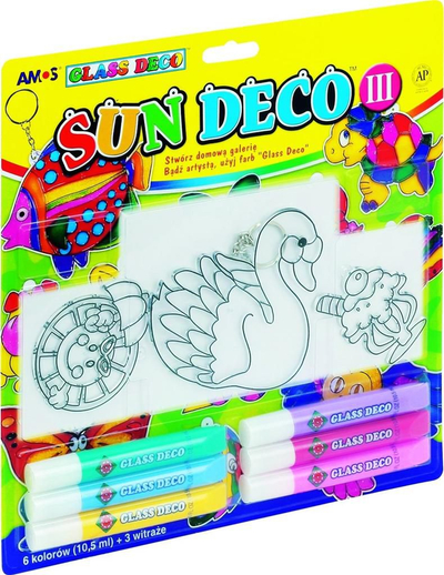 Set ngjyra xhami Amos Sun Deco SD10B06-D2, 6 ngjyra, 3 forma vitrazhi