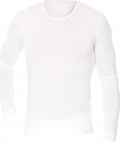Bluzë termike Brubeck LS01120A, pambuk COTTON, me mëngë të gjata, e bardhë