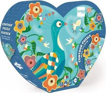 Puzzle Jigsaw Scratch Peacock Junior, 40 copa, 58 cm, blu