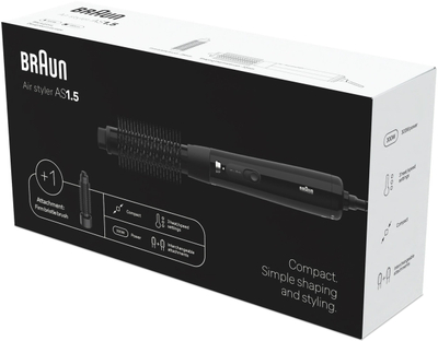 Четка за коса со топол воздух BaByliss Braun AS150, за сушење и стилизирање, пренослива, црна