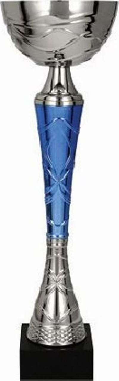 Kupë trofe Tryumf Tumas BL 9218F, metal, 29cm, argjend me blu