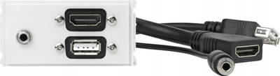 Prizë muri Vivolink WI221294, HDMI, USB A dhe audio 3.5mm, e bardhë