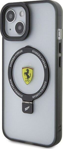 Maskë telefoni Ferrari Ring Stand MagSafe, për iPhone 15 Plus dhe 14 Plus, transparente