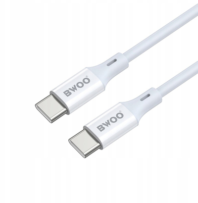 Kabllo USB C në USB C BWOO X282, 60W, 1m, e bardhë