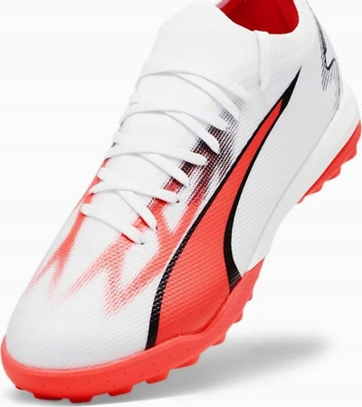 Këpucë futbolli Puma Ultra Match TT M 107521-01, për fushë me bar sintetik, rrjetë sintetike, të bardha me neon