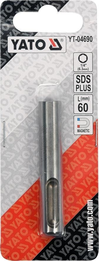 Adapter SDS Plus Yato YT-04690, për bite 1/4", çelik, gri