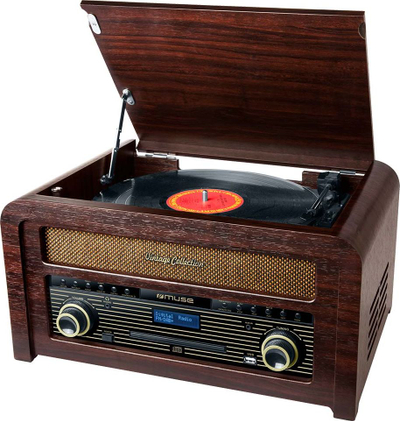 Gramafon me USB Muse MT-115 DAB, radio DAB/FM, bokse të brendshme, ngjyrë dru i errët