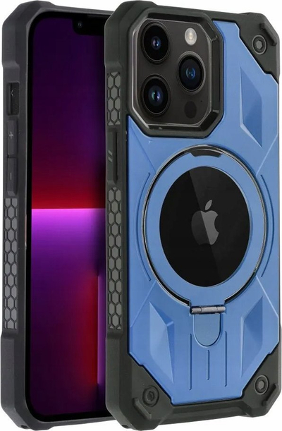 Mbrojtëse telefoni OEM MagSafe për iPhone 13 Pro Max, me unazë mbajtëse, blu me të zezë