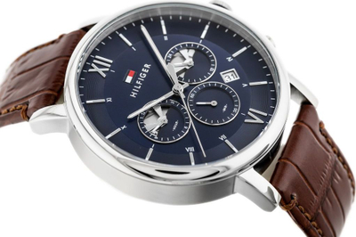 Orë dore Tommy Hilfiger 1710393, quartz, rrip lëkure, argjendtë