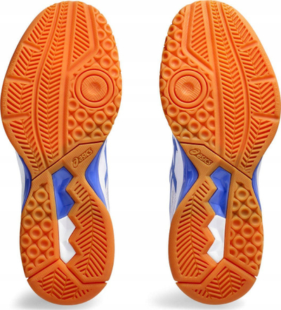 Këpucë volejbolli Asics Gel-Task MT 3 W, me GEL përthithje goditjesh, për goca, të bardha me blu