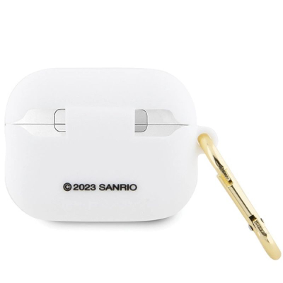 Kutizë silikoni Hello Kitty për AirPods Pro 2, 3D, me karabinë, e bardhë