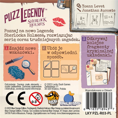 Lojë me letra Lucky Duck Games PuzzLegend Sherlock Holmes, enigëm logjike, për 8+