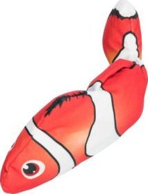 Lodër peshk për mace Trixie Wriggle Fish, interaktive, me catnip, 26cm, e bardhë e kuqe e zezë