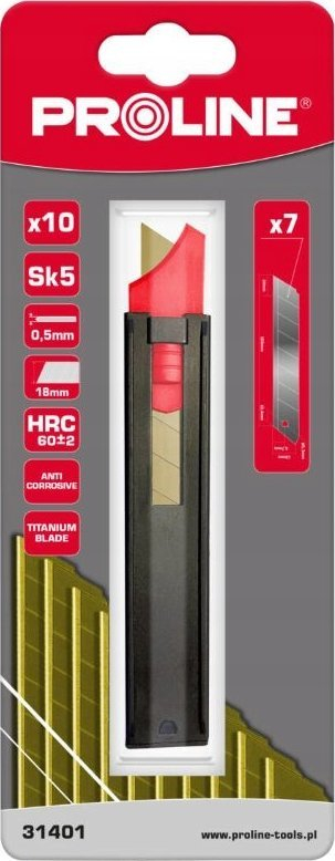 Tehe thike 18mm Titanium Snap Off, set 10 copë, argjend
