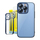 Set mbrojtës Baseus Glitter, kllapë transparente dhe xham i temperuar për iPhone 14 Pro, blu