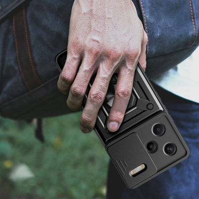 Mbulesë telefoni Tech‑Protect CamShield Pro për Xiaomi Redmi Note 13 Pro+ 5G, me unazë 360°, e zezë