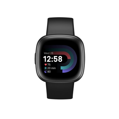 Ora inteligjente Fitbit Versa 4, GPS, monitorim rrahje zemre, e zezë grafit