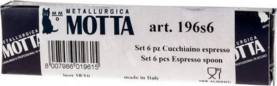 Сет лажици еспресо Motta, 6 парчиња, не'рѓосувачки челик, сребрена боја