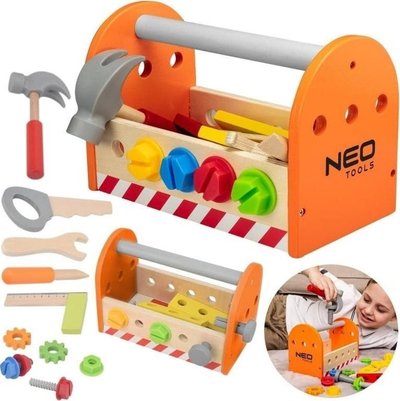 Set veglash druri për fëmijë Neo GD022, 22 pjesë, prej druri, shumëngjyrësh