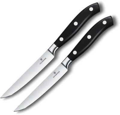 Thika për biftek Victorinox, e zezë e drejtë, set dy pjesë