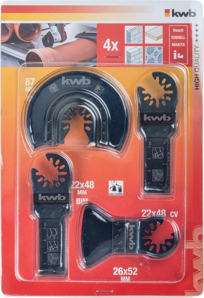 Set aksesorësh multitool KWB 708800, 4 pjesë, sharra për vegla multifunksionale
