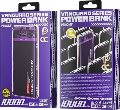 Karikues portativ WEKOME WP-353 Vanguard, 10000 mAh, PD 20W QC 22.5W, vjollcë