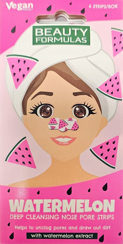 Shirita për pore hunde Beauty Formulas me shalqi, pastrim i thellë, 6 copë