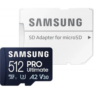 Kartë memorie Samsung PRO Ultimate microSDXC, 512GB, UHS I, me adapter