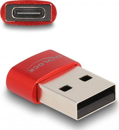 Adapter USB DeLOCK USB 2.0, USB-A mashkull në USB-C femër, i kuq