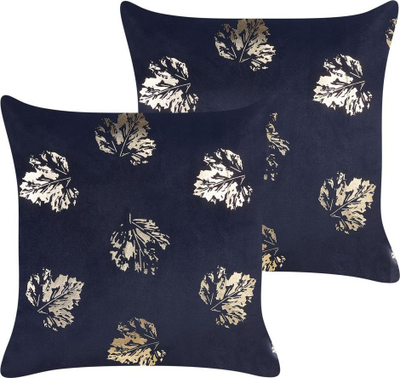 Jastëk dekorativ Beliani GOLDENROD, set 2 copë, velvet, 45x45 cm, i zi