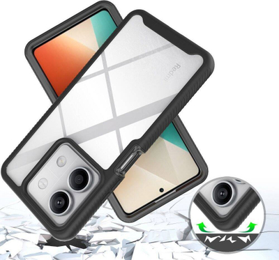 Futrollë Tech-Protect Defense360 për Xiaomi Redmi Note 13 5G, mbrojtje 360°, transparente, e zezë