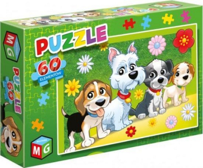 Puzzle Multigra Dogs flowers, 60 pjesë