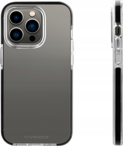 Këllëf telefoni Vivanco Rock Solid për iPhone 14 Plus, TPU, mbron nga rëniet deri 2 m, transparent me të zezë